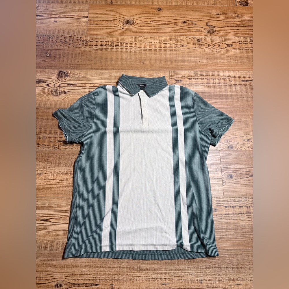 Express Green and White Polo Shirt